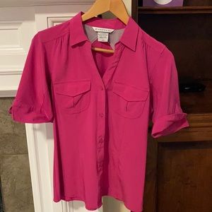 Exofficio Women’s Fuschia Button Down Top with Short Sleeves